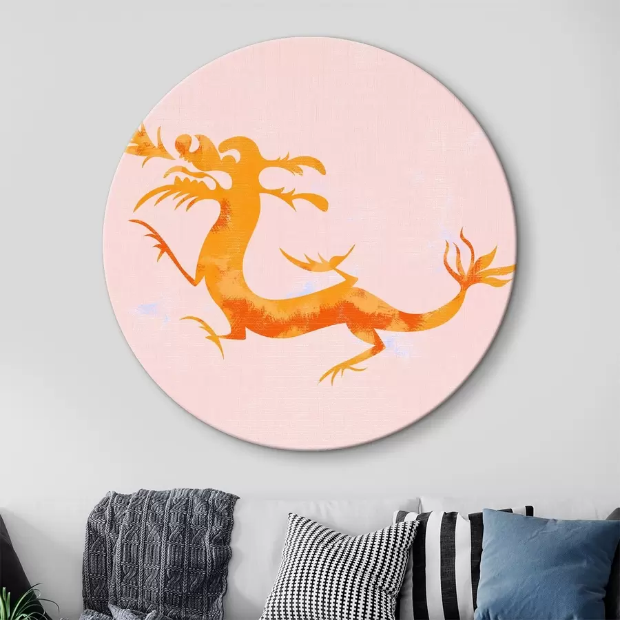 Wandbilder Orangefarbener Drache mit langem Schwanz r38336