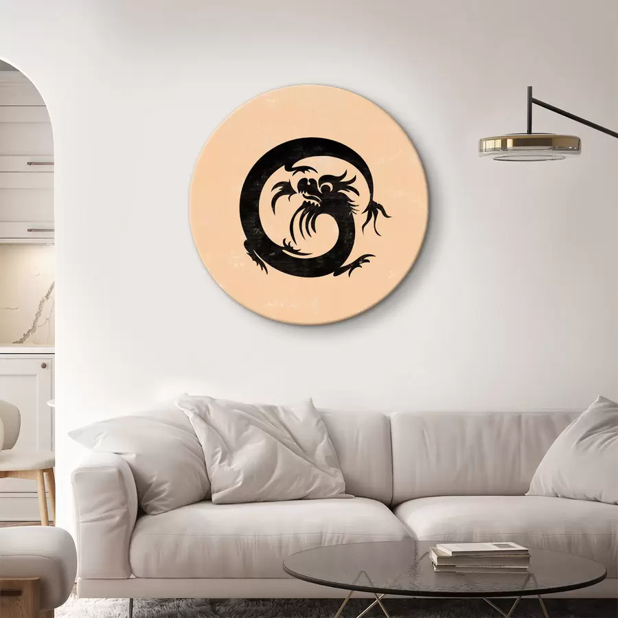 Wandbilder Schwarzer Drache mit langem Schwanz r38339