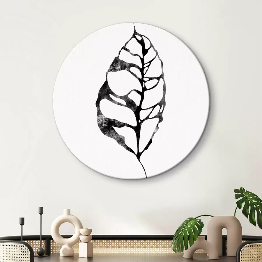 Wandbilder Blatt in Schwarz und Weiß r38344