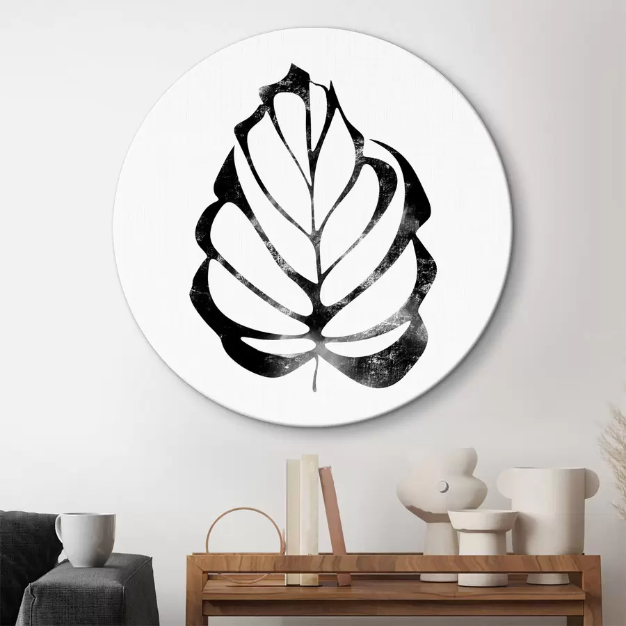 Wandbilder Blatt in Schwarz und Weiß r38346