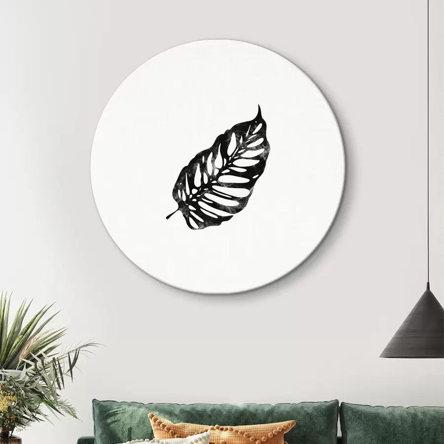 Wandbilder Schwarzes Blatt auf weißem Hintergrund r38347