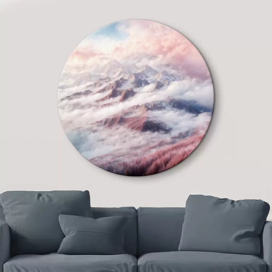 Wandbilder Bergkette mit Wolken und Bäumen r38358