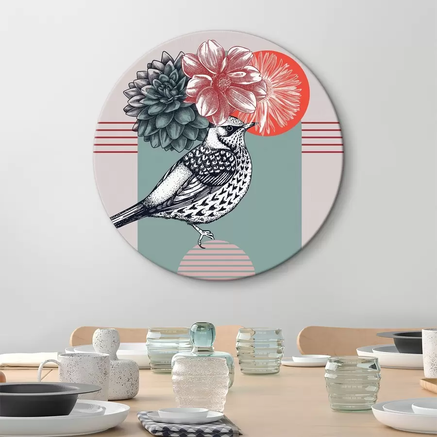 Wandbilder Ein Vogel mit Blumen auf dem Kopf r38442