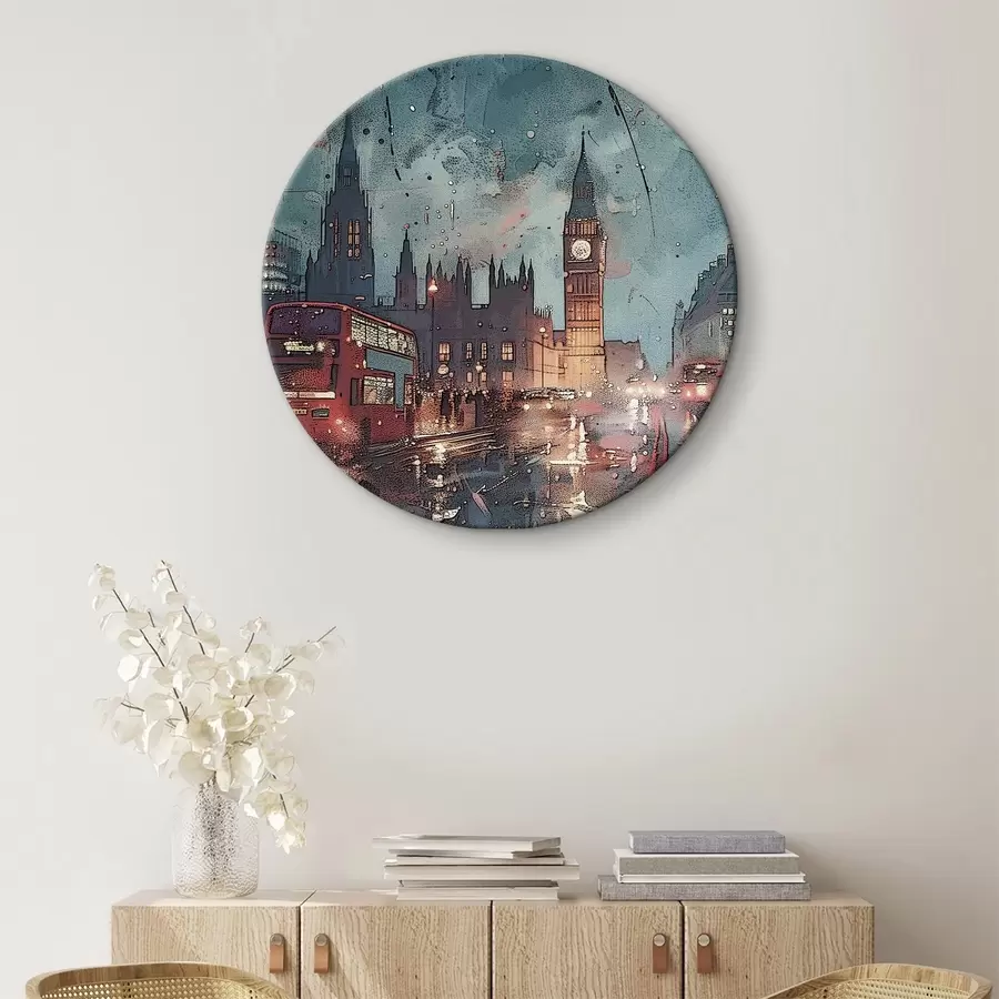 Wandbilder Stadtstraße mit Uhrenturm r38472