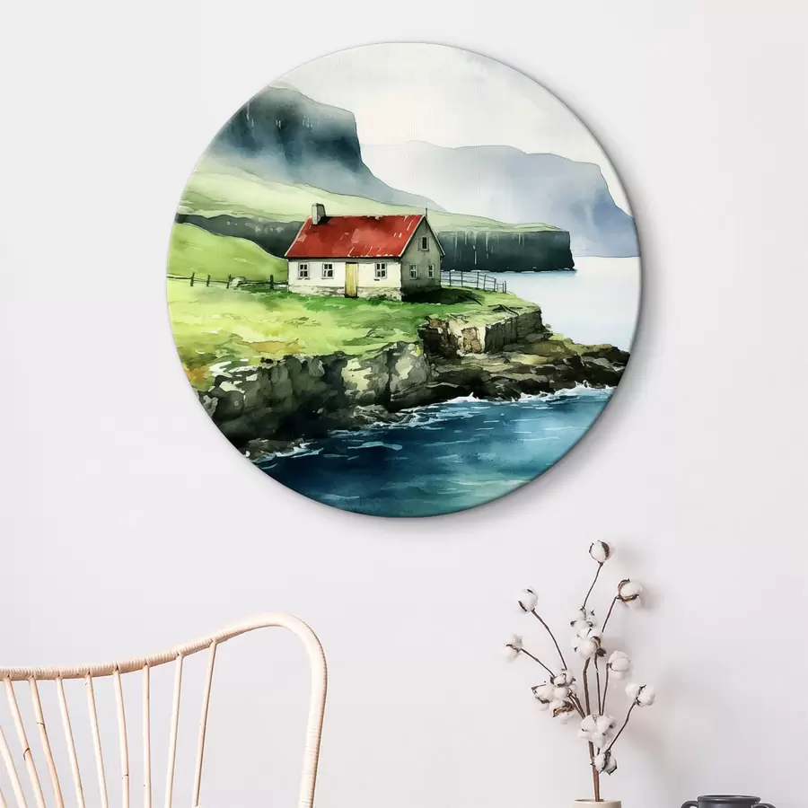 Wandbilder Haus auf einer Klippe über dem Wasser r38478