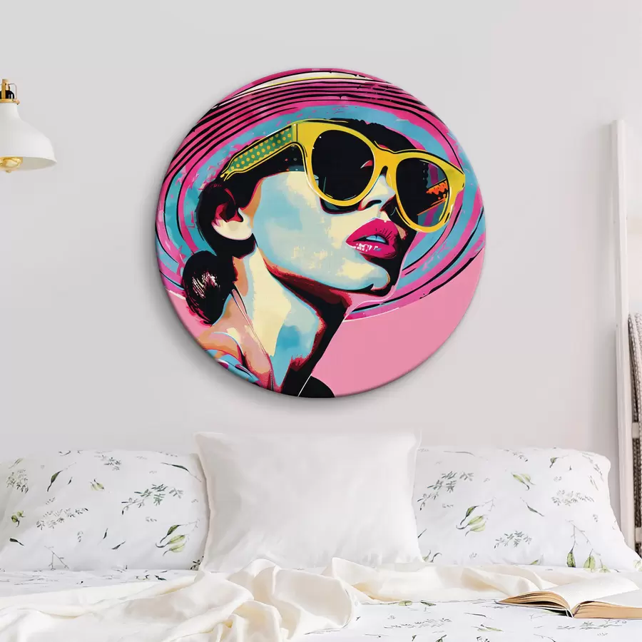 Wandbilder Buntes Porträt einer stilvollen Frau mit Sonnenbrille r38508