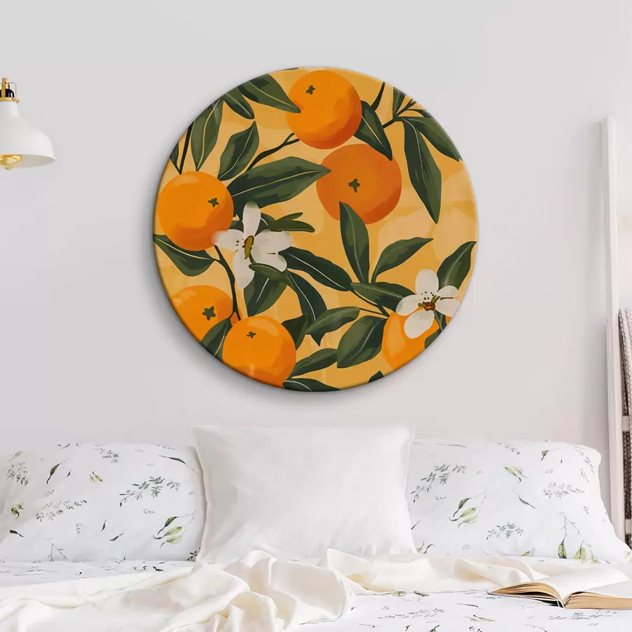 Wandbilder Muster aus orangefarbenen und weißen Blumen r38513