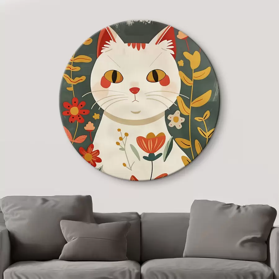 Wandbilder Katze mit Blumen r38516