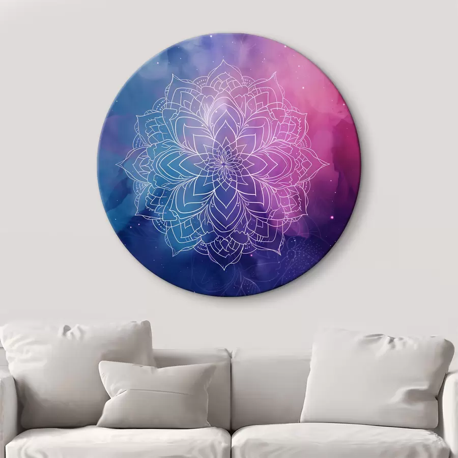 Wandbilder Zeichnung einer Blume mit weißen Linien auf einem farbigen Hintergrund r38532