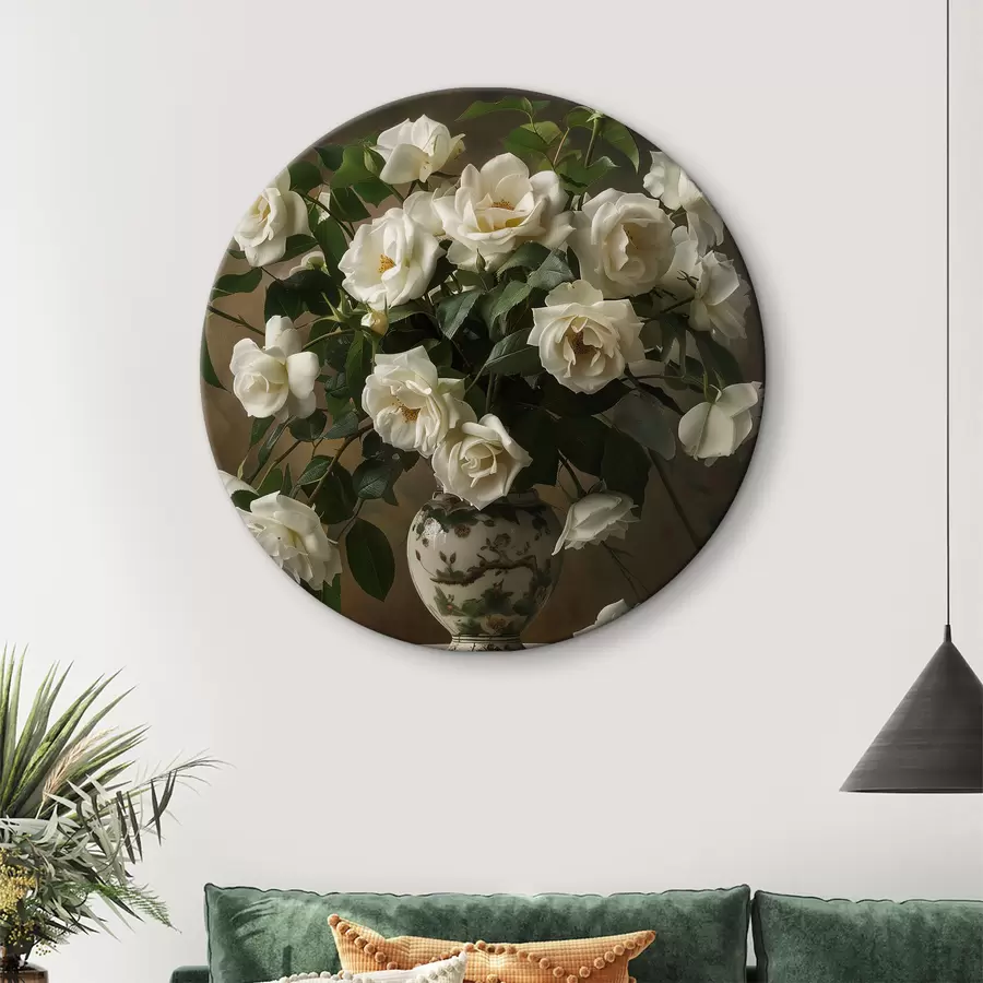 Wandbilder Vase mit weißen Blumen r38556