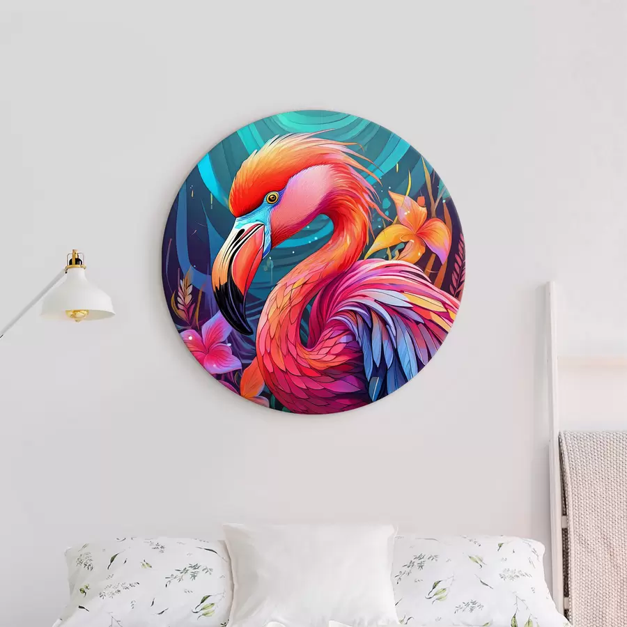 Wandbilder Bunter rosa Flamingo mit Blumen r38609