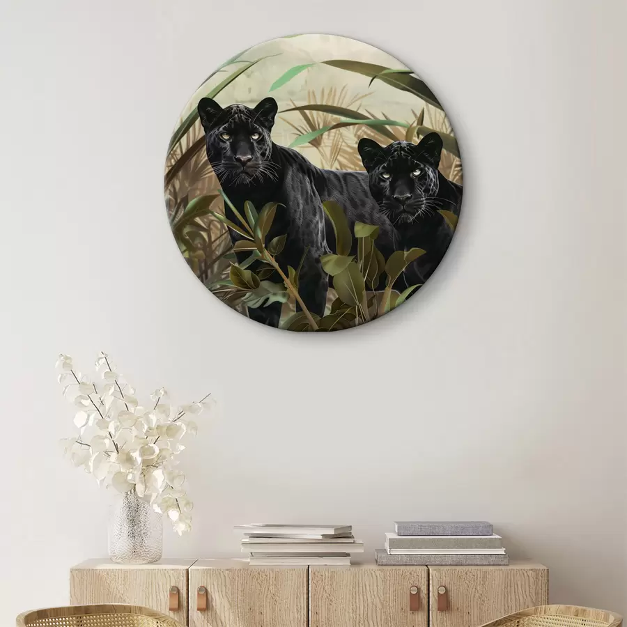 Wandbilder Zwei schwarze Tiger im Dschungel r38618