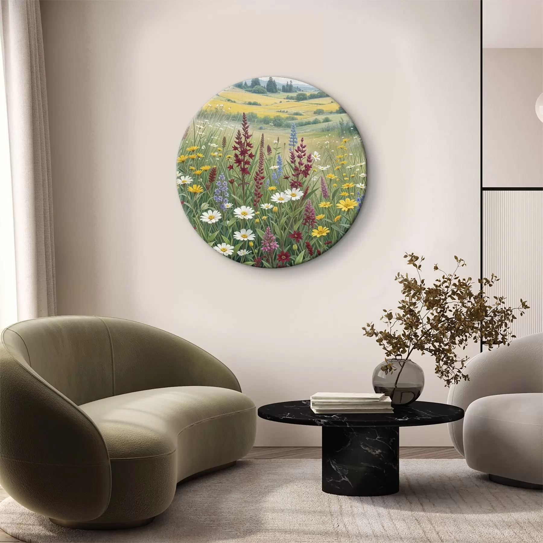 Wandbilder Eine üppige, bunte Wiese mit einer Vielzahl von Wildblumen r39407