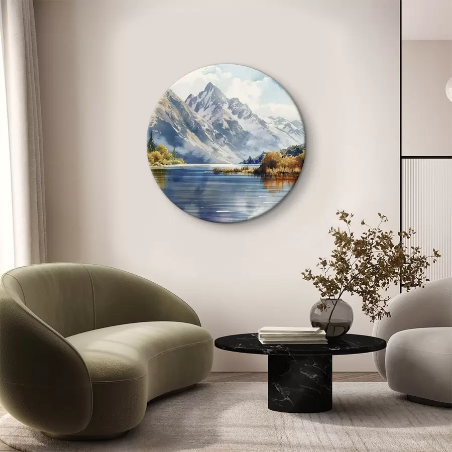 Wandbilder Herbstlandschaft mit Bergen, Fluss und Bäumen r40309