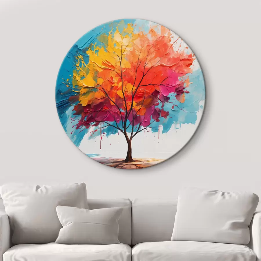 Wandbilder Abstrakter mehrfarbiger Baum auf dem See r40455