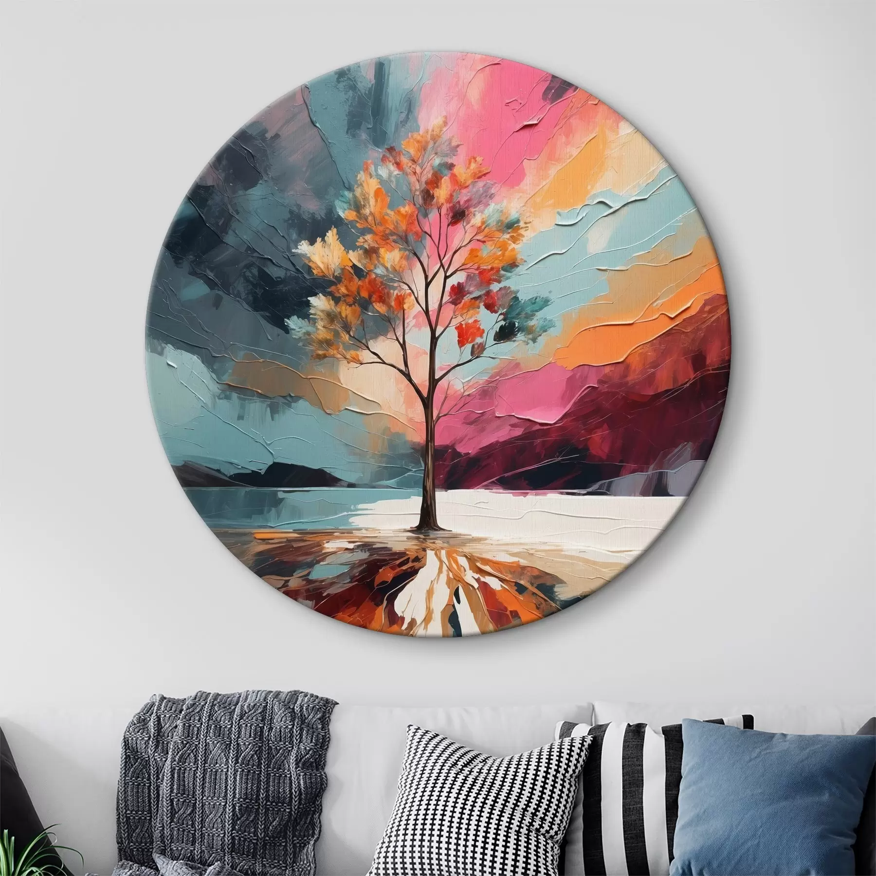 Wandbilder Abstrakte Acrylmalerei mit einem Baum r40461