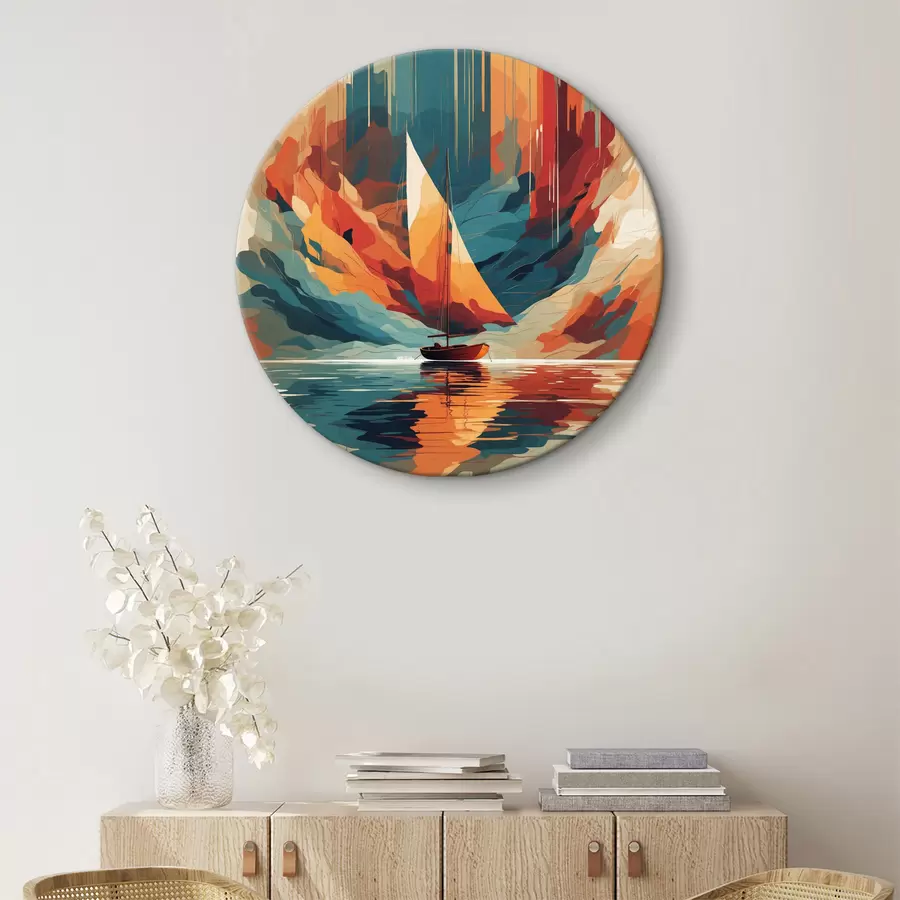 Fototapete Boot auf dem See in Vektorgrafik r40462