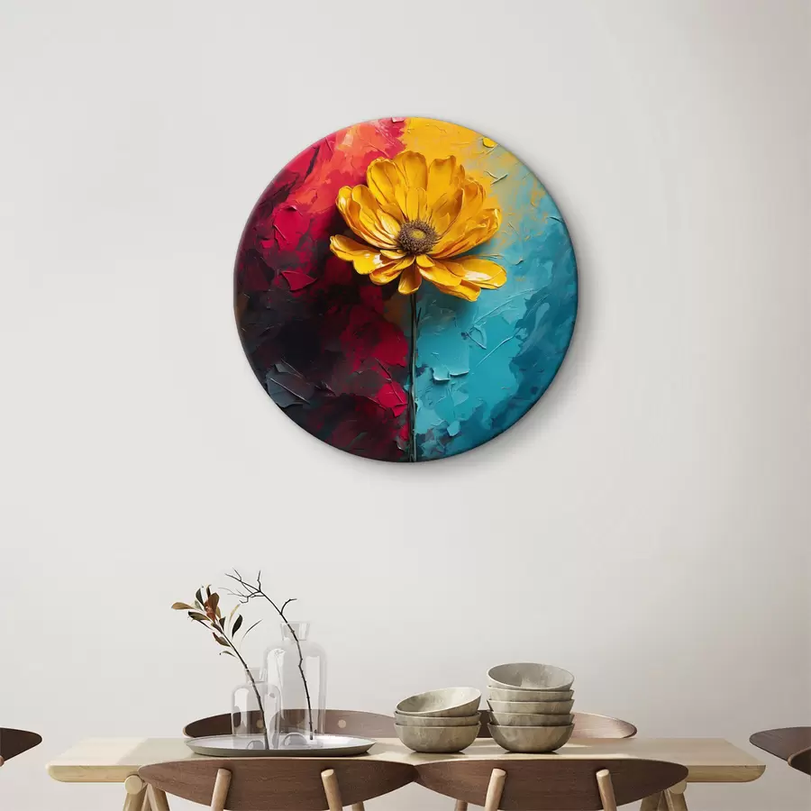 Wandbilder Gelbe Blume auf einem abstrakten Acryl-Hintergrund r40483