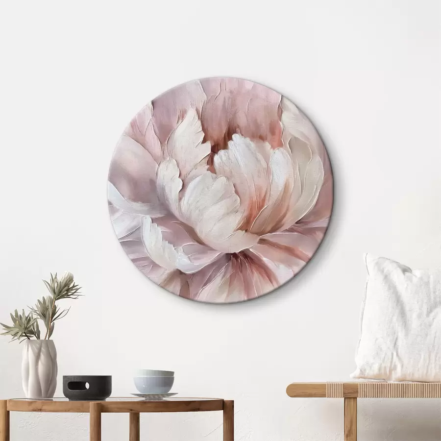 Wandbilder Blütenknospe einer rosafarbenen üppigen Pfingstrose r40511