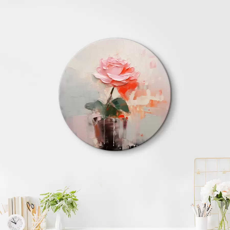 Wandbilder Abstrakte Rose in einer Vase, grau, rosa, rot r40515