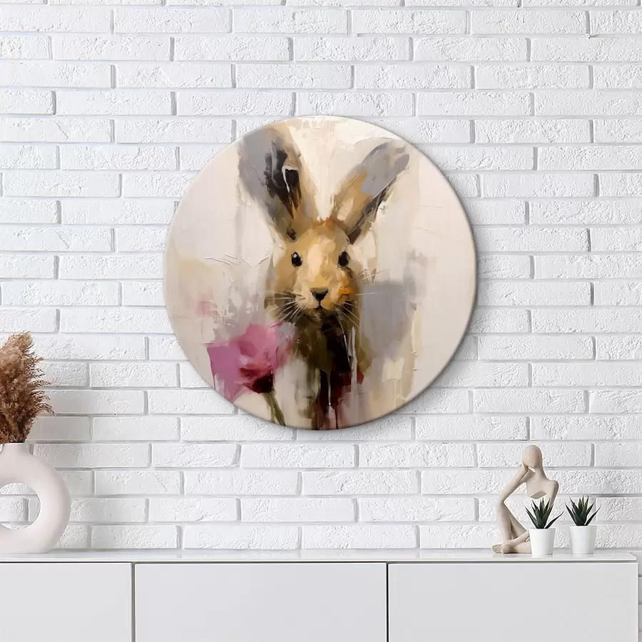 Wandbilder Abstrakter Hase und Blume, grau, rosa, braun r40516