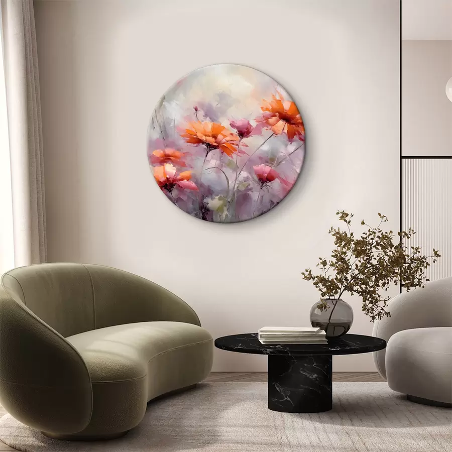 Wandbilder Abstrakte Blumen, Nachahmung von Pinselstrichen, rot, grau, lila, orange r40528