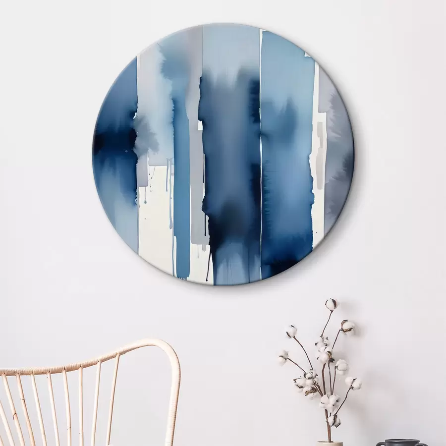 Wandbilder Hohe, abstrakte Aquarellpinselstriche in einer dunstigen, bläulichen Komposition r40564