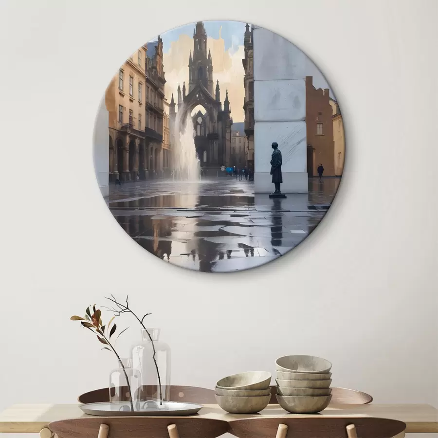 Wandbilder Im Hintergrund steht eine mittelalterliche Kathedrale mit gotischer Architektur, deren Türme in den Himmel ragen r40611