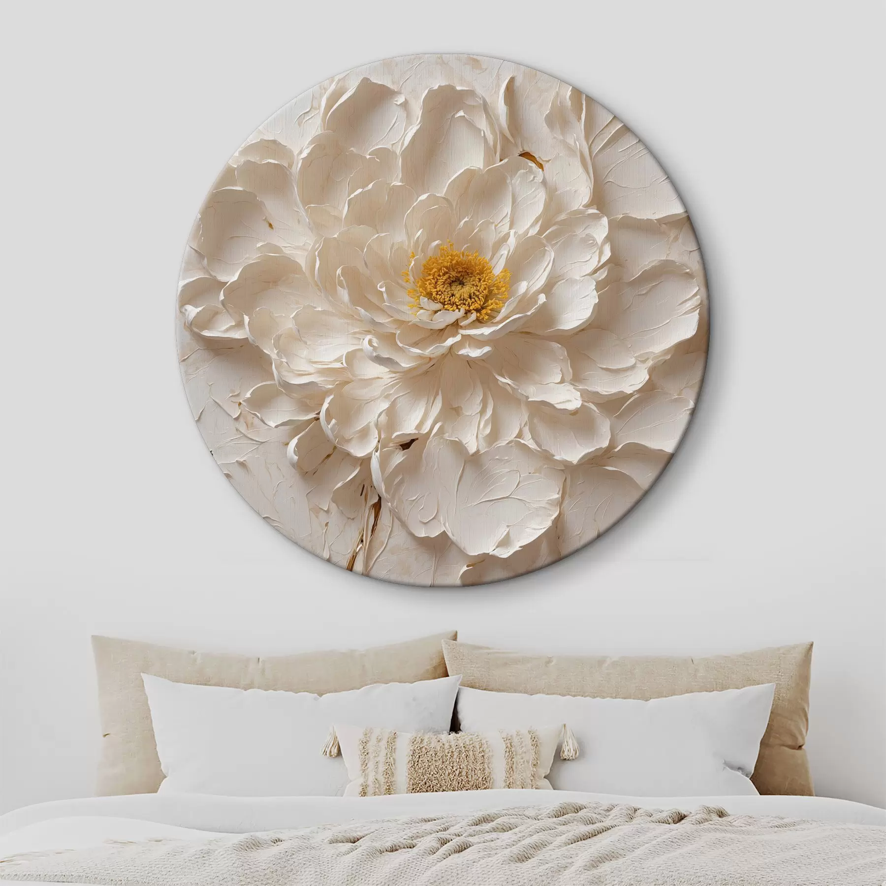 Wandbilder Weiße Blume in Öl auf weißem Hintergrund r40618