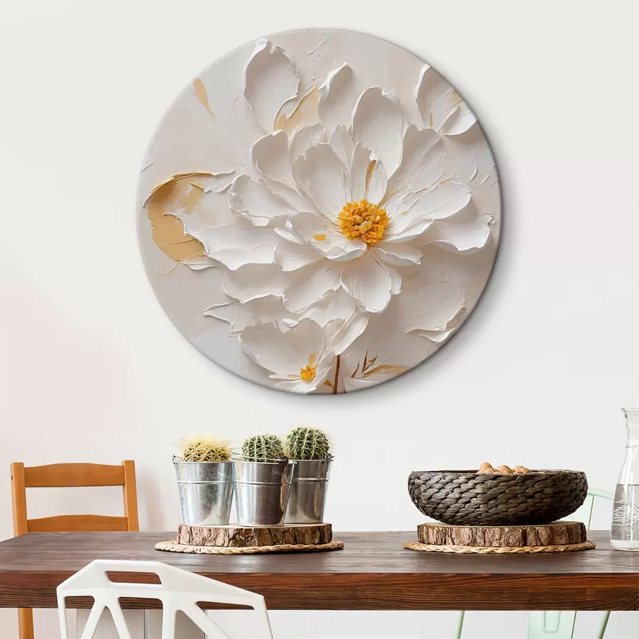 Wandbilder Weiße Blume in Öl mit braunem Stiel r40619