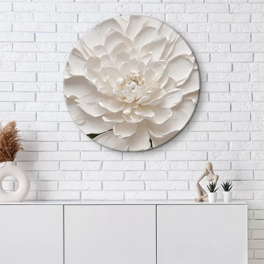 Wandbilder Weiße Blume in Öl mit grünem Stiel r40620