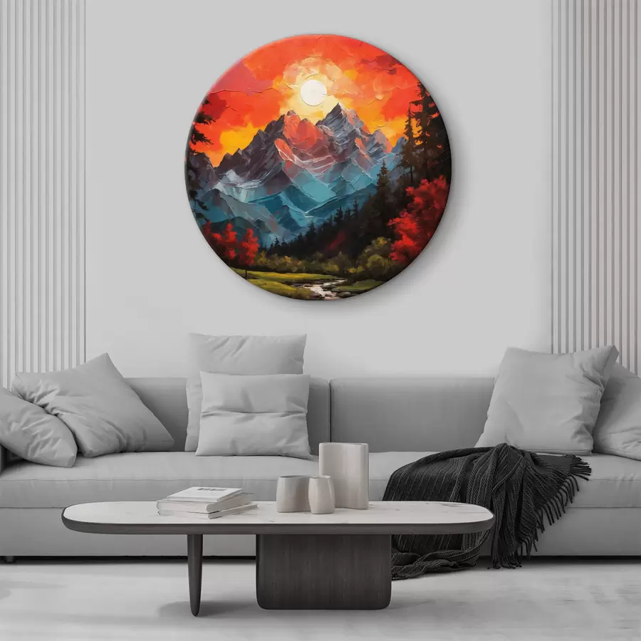 Wandbilder Berge und roter Himmel bei Sonnenuntergang r40641