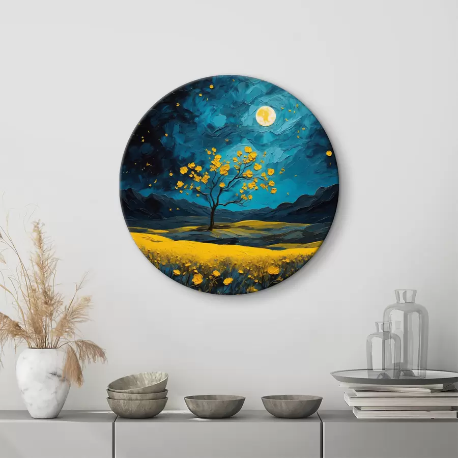 Wandbilder Feld mit gelben Blumen bei Nacht r40643