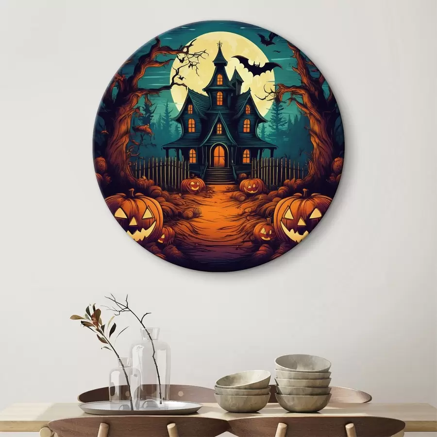 Wandbilder Halloween, Schloss im Wald, Horror, Fledermäuse r40715