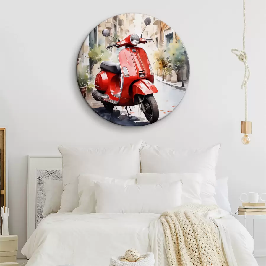 Wandbilder Rotes Motorrad auf der Straße von Rom Aquarell r40728