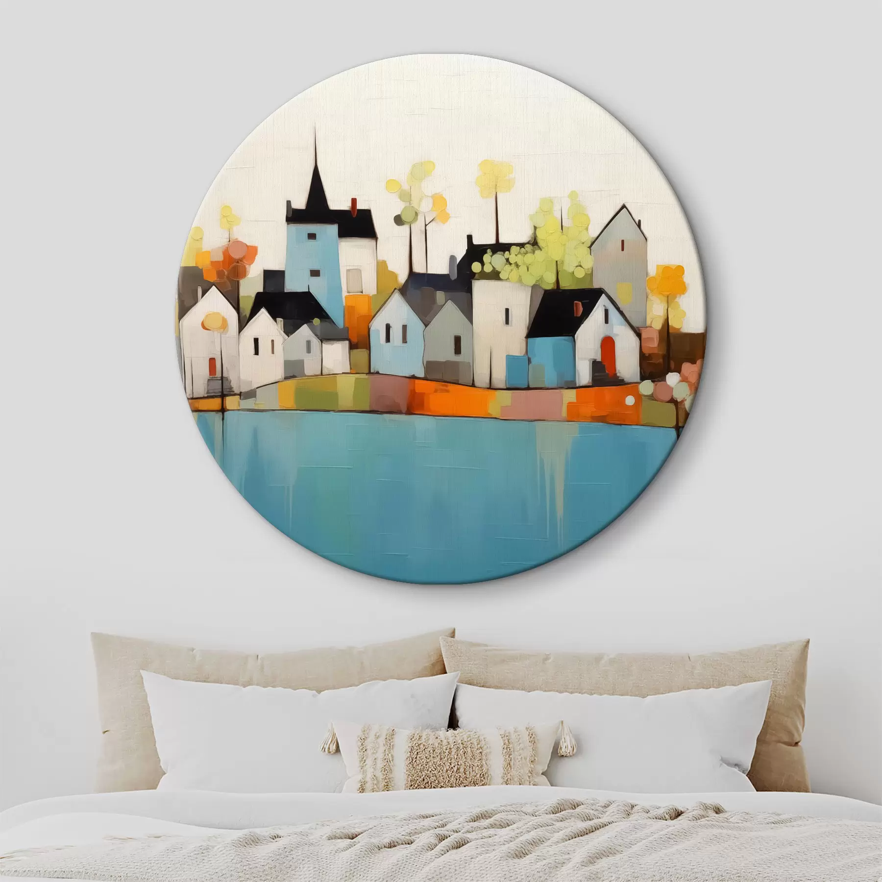 Wandbilder Abstrakte Stadt und Häuser, blau, gelb, rote Farben r40751