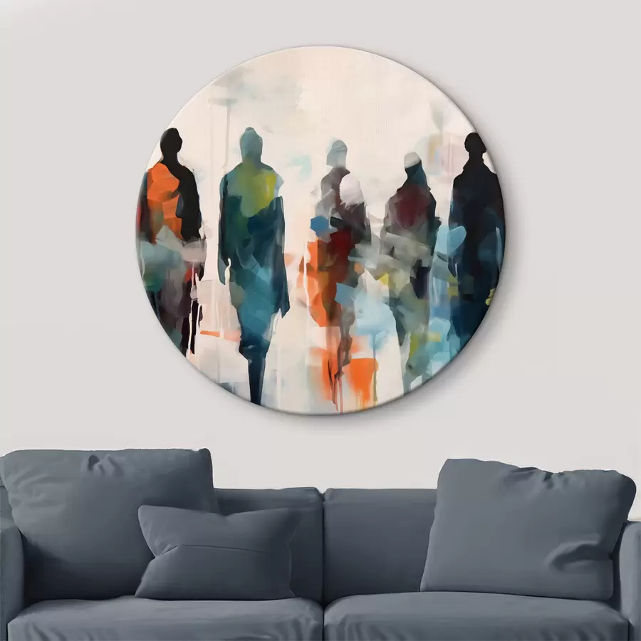 Wandbilder Silhouetten einer Gruppe von abstrakten Menschen, Nachahmung von Pinselstrichen r40752