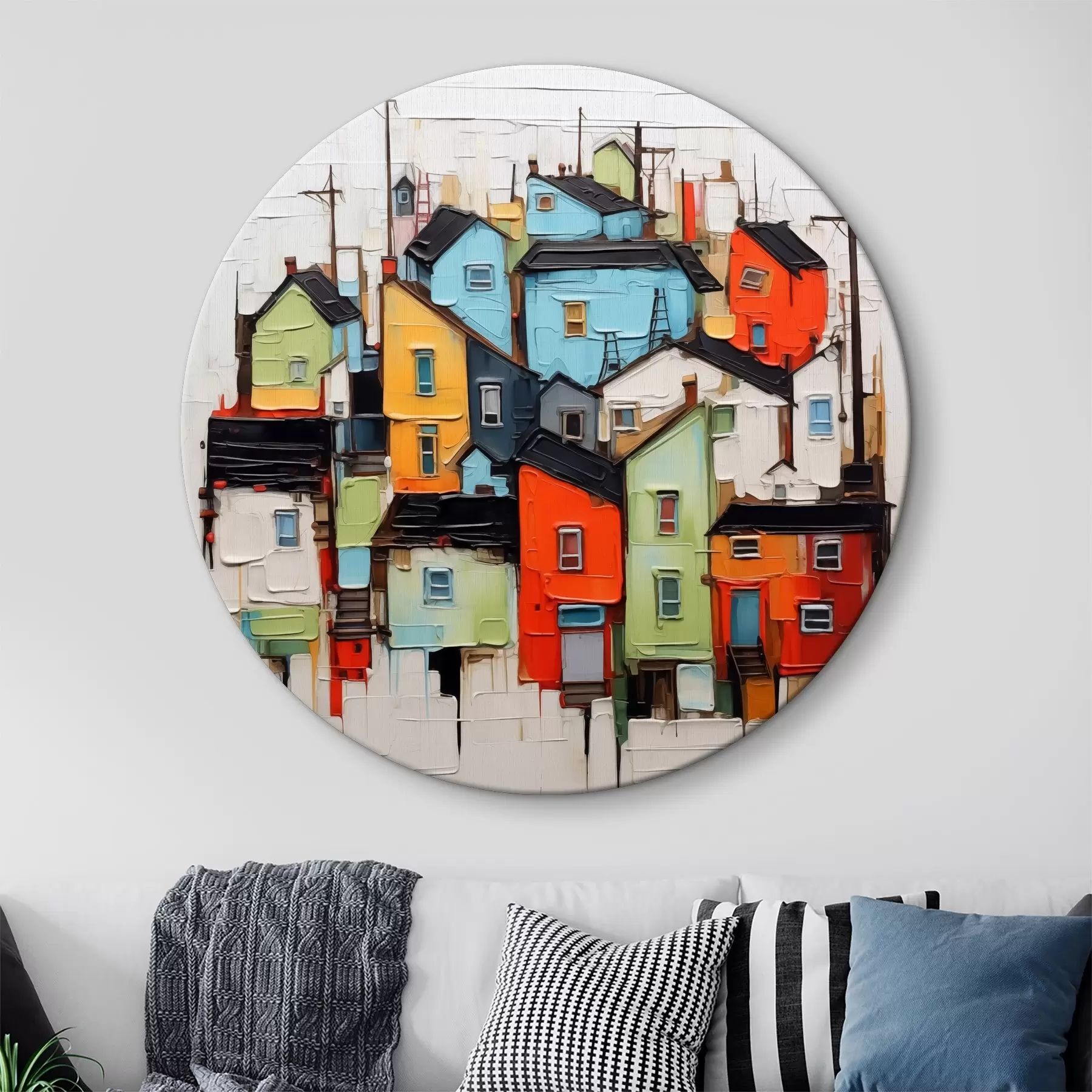 Wandbilder Abstrakte Häuser, die Pinselstriche imitieren r40760