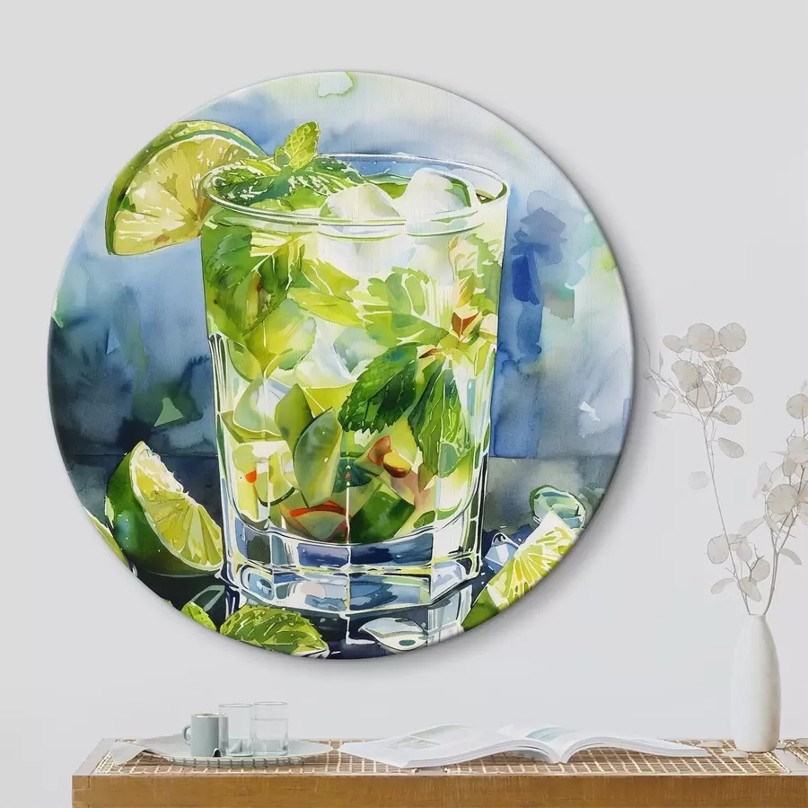 Wandbilder Mojito-Getränk im Aquarell-Stil r40774