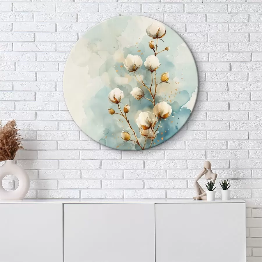 Wandbilder Ein Baumwollzweig auf einem Aquarellhintergrund r40780