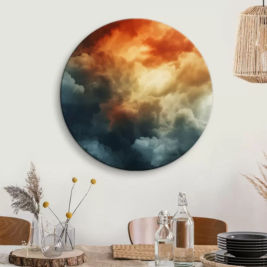 Wandbilder Wolken, dunkelblau, orange, antik r40784