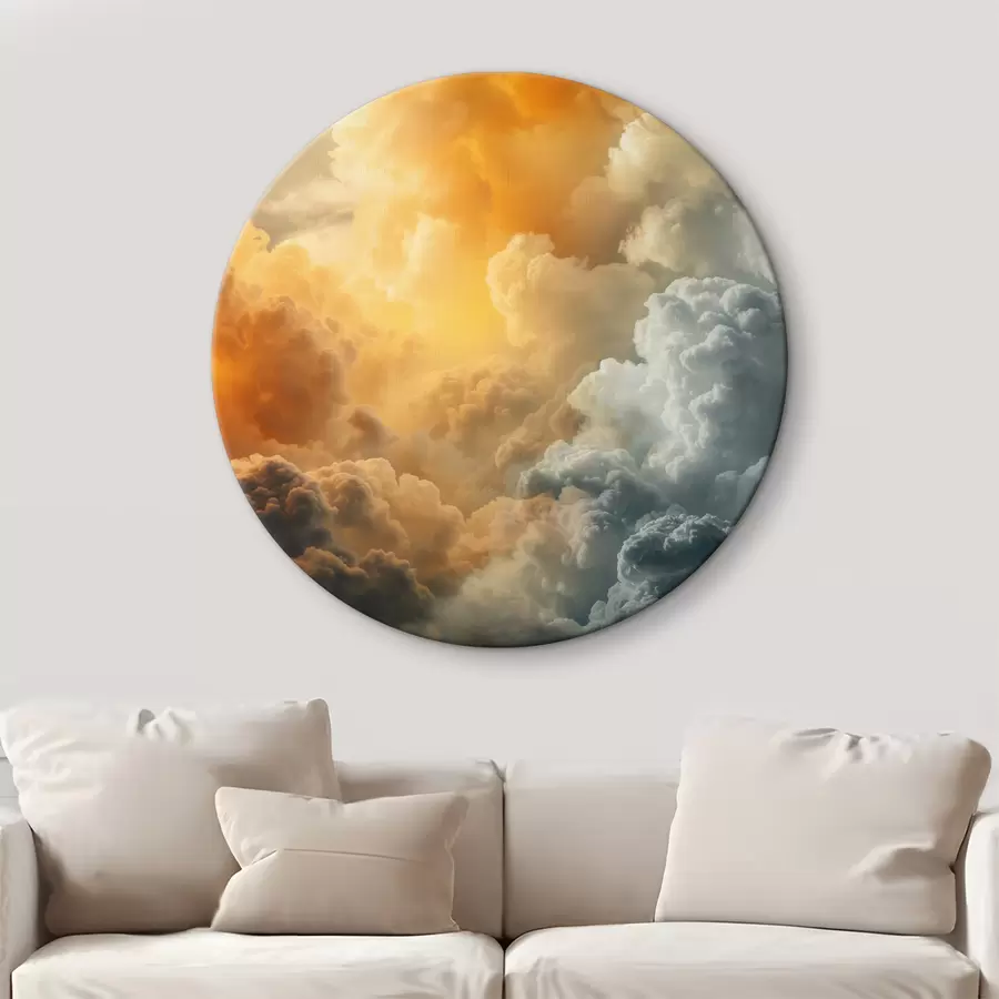 Wandbilder Wolken, dunkelblau, orange, antik r40785