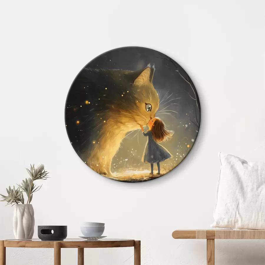 Wandbilder Das Mädchen küsst die Katze r40825