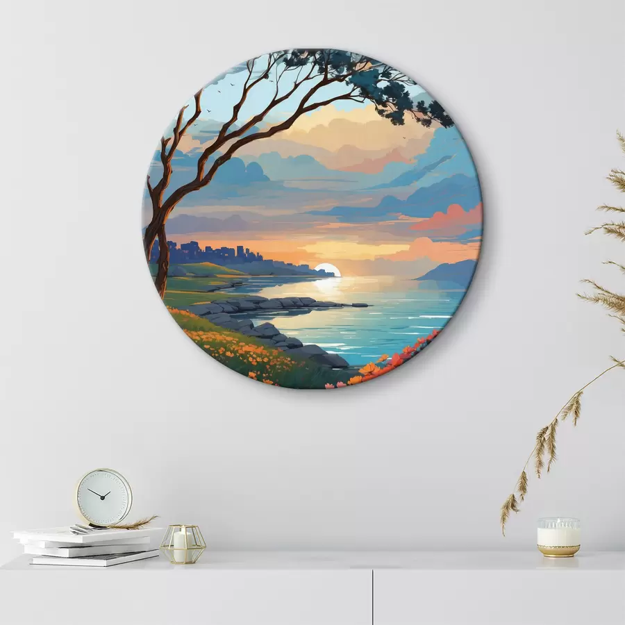 Wandbilder Blumenfeld und See r40850