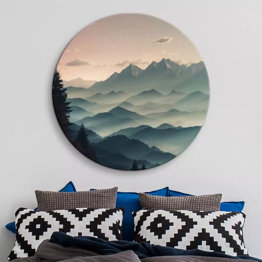 Wandbilder Blick auf die Berge im Nebel r40851