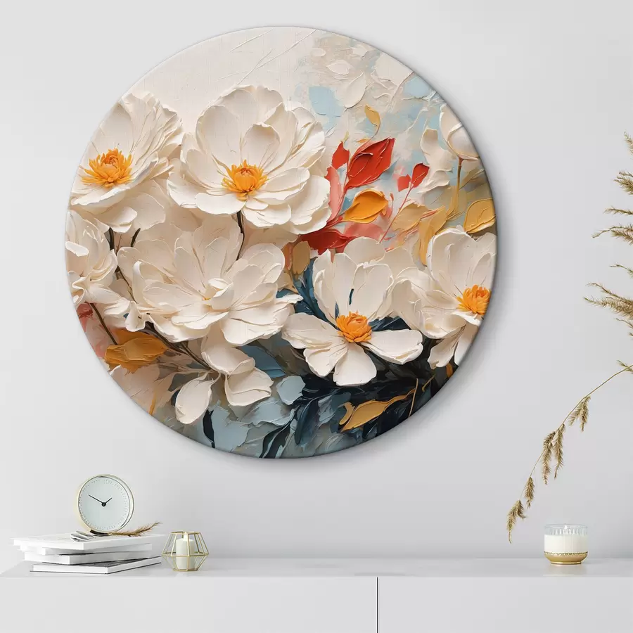 Wandbilder Abstrakte weiße Blumen in Öl r40862