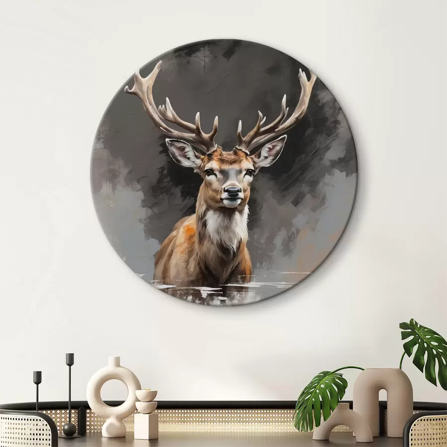 Wandbilder Hirsche auf grauem und schwarzem Hintergrund r40865