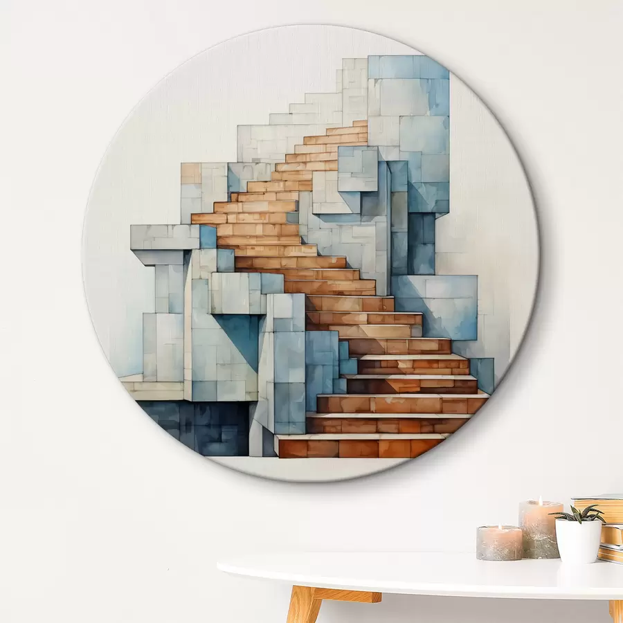 Wandbilder Steintreppe abstrakte architektonische Landschaft Aquarell r40891