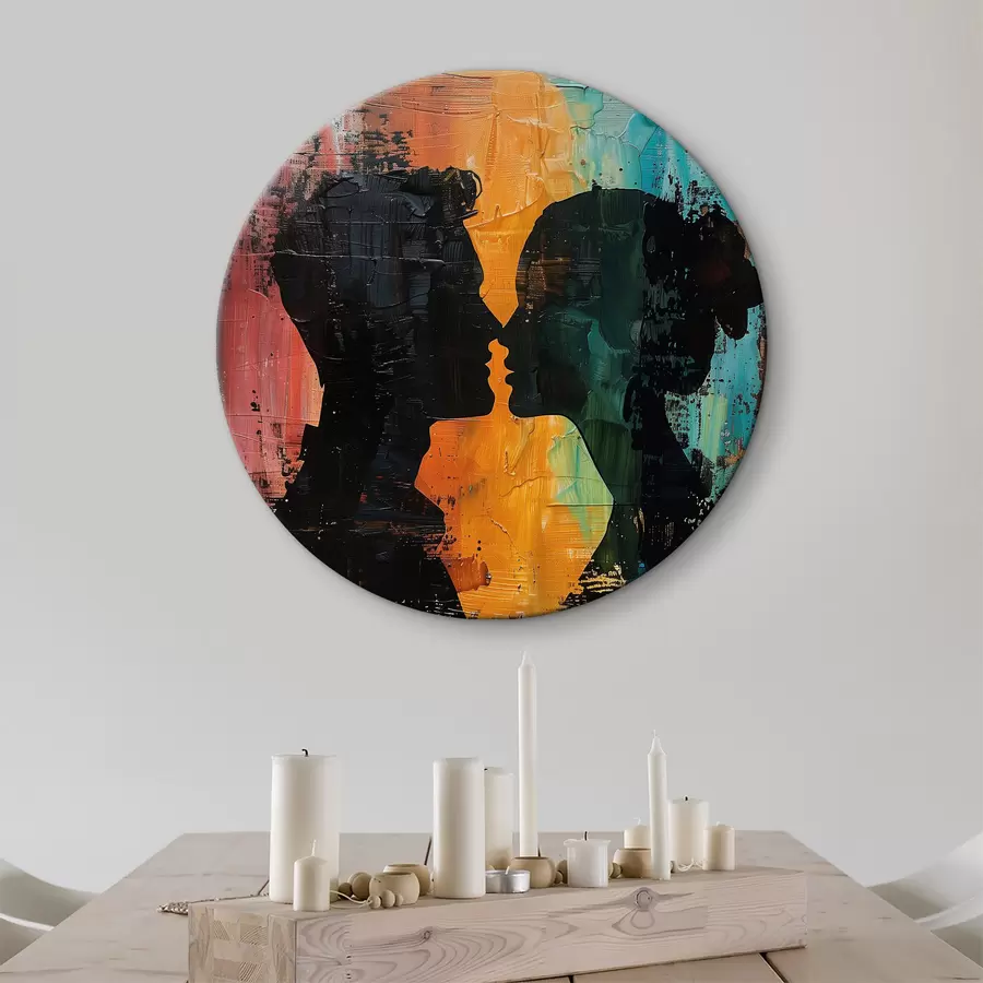 Wandbilder Ein Ölgemälde, das die Silhouette eines Paares darstellt r40893