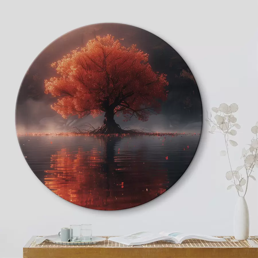 Wandbilder Üppiger Baum auf dem Wasser r40933